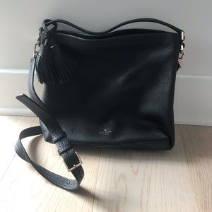 Kate spade black leather crossbody with tassle detail